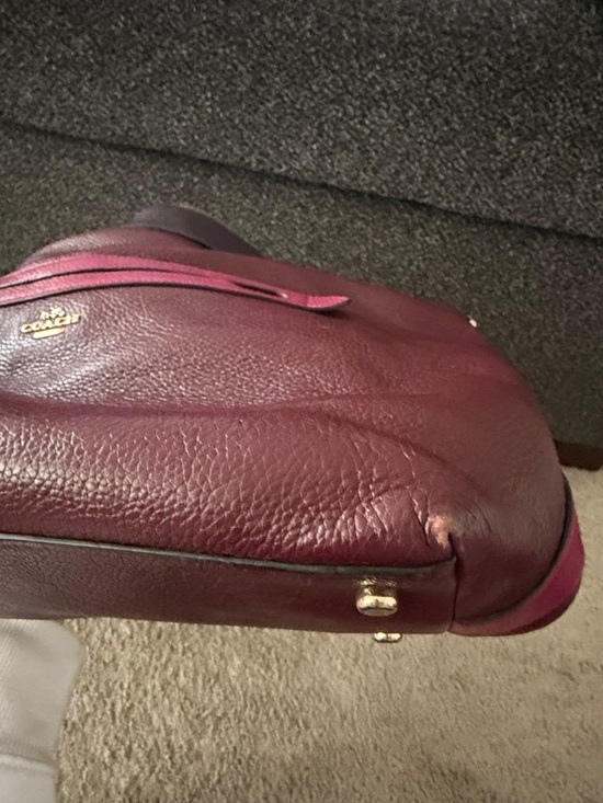 Coach Tyler Colorblock Pebbled Leather Tote in burgundy and purple - Picture 8 of 14